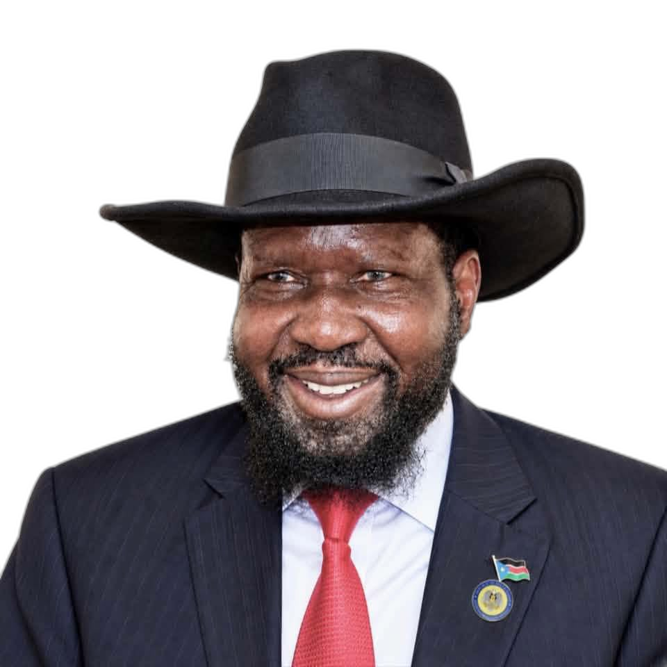 Salva Kiir Mayardit smiling, in a black hat and dark suit